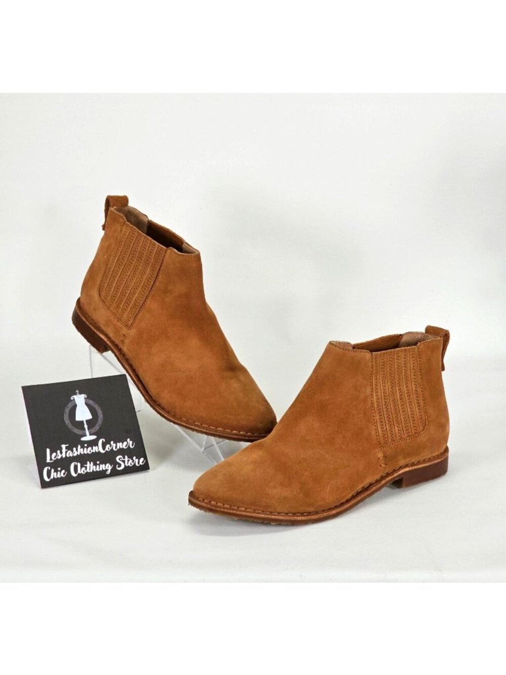 Seychelles Women's Tan Leather Suede Stretch Panels Ankle Booties Sz 8 1416